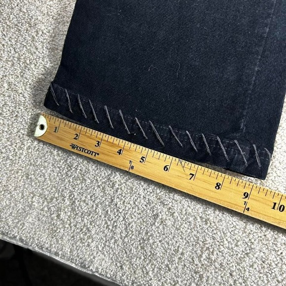 Y2K women's low rise flare bootcut black suede pants with lace accents - Picture 8 of 8